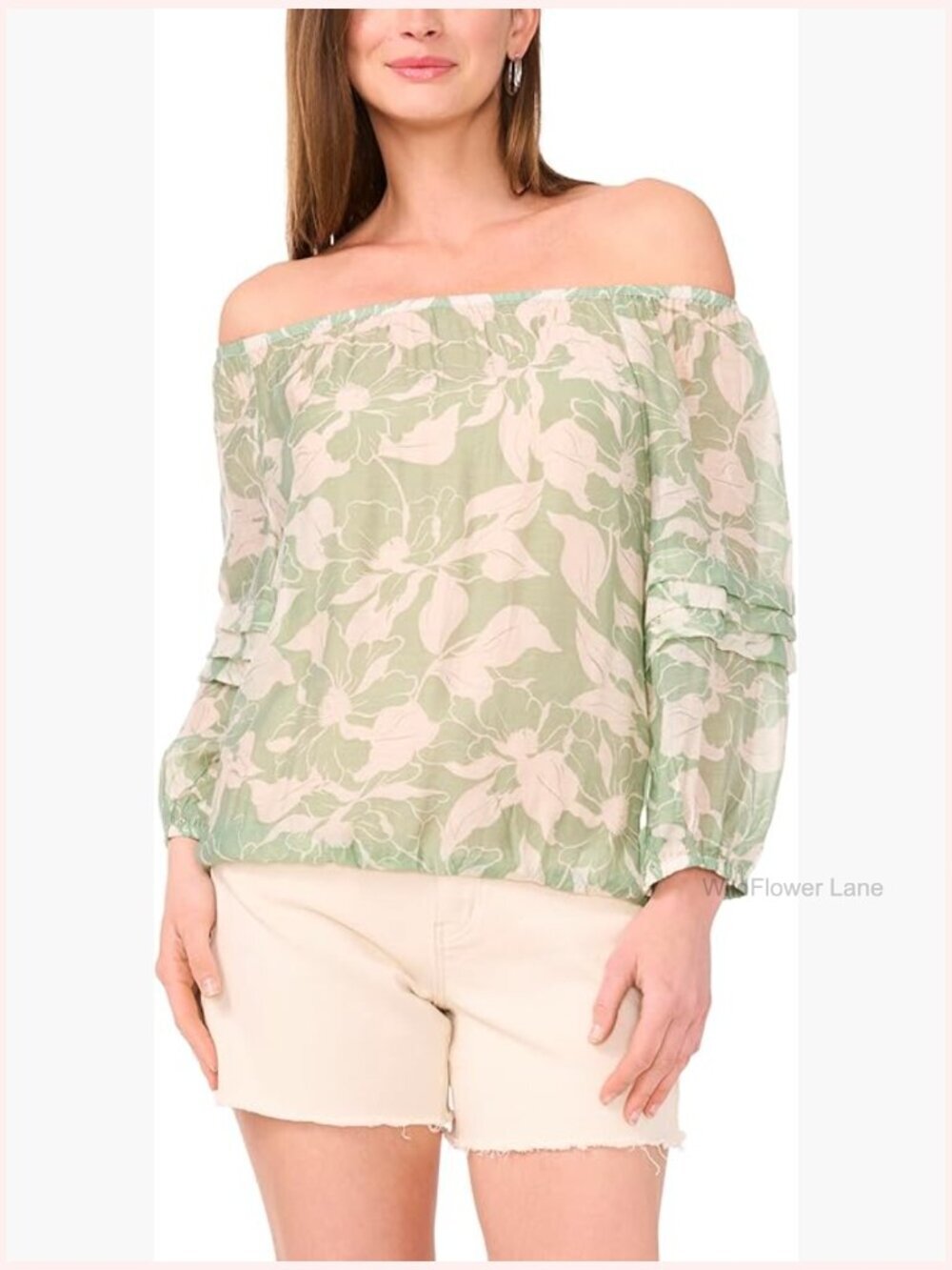Pleated Peasant Long Sleeve Blouse, Flowy Square Neck
